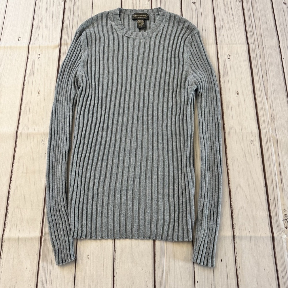 Banana Republic Blue Cable Knit Long Sleeve Extra Fine Italian Merino Medium
